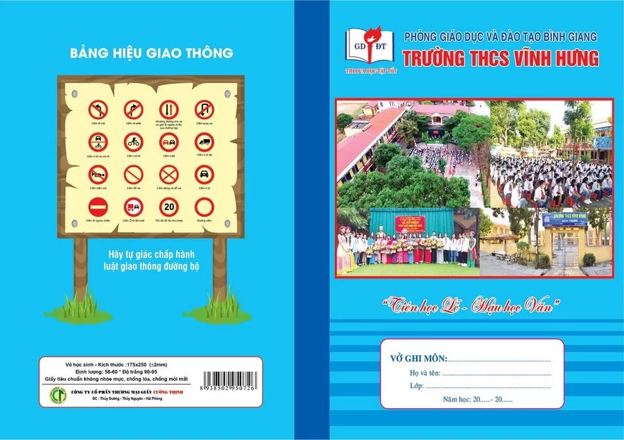 Vở kẻ ngang Trường THCS Vĩnh Hưng, huyện Bình Giang (Kẻ ngang, 80 trang)