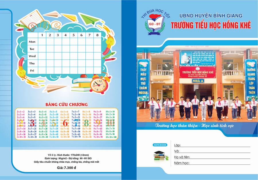 Vở ô ly trường tiểu học Hồng Khê  (Ô ly,  64 trang)
